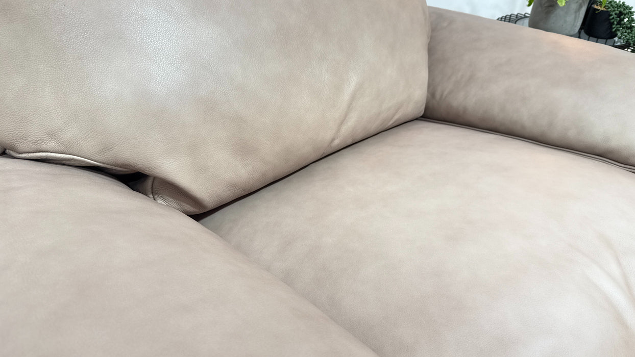 Sofology Embrace Leather Chair Power Recliner/Headrest in Relaxed Soft Stone