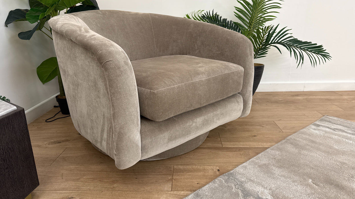 Sofology The Oscar Swivel Chair in Fine Textured Chenille Stone Mix