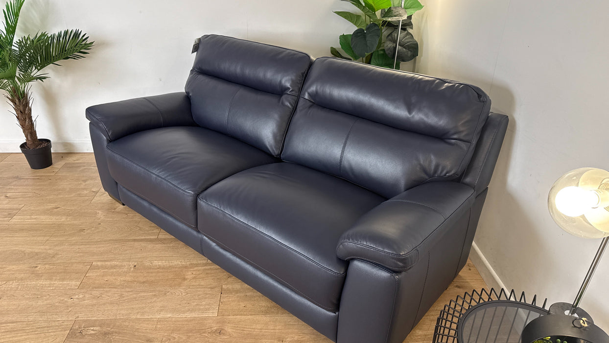 DFS Tristan 3 Seater Leather Sofa in Denim Blue