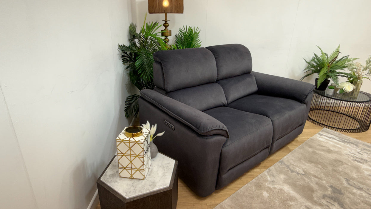 Sofology Hugo Fabric 2 Seater Power Recliner/Headrest in Lifestyle Flecked Anthracite