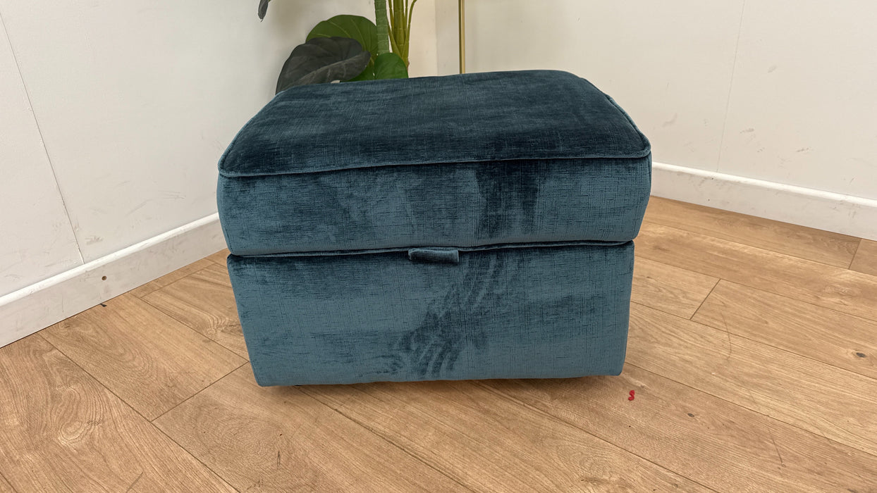 Sofology The Georgio Fabric Footstool in Luxe Chenille Teal All Over