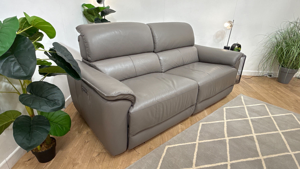 Sofology Hugo Leather 2 Seater Power Recliner/Headrest in Trusty Embossed Elephant