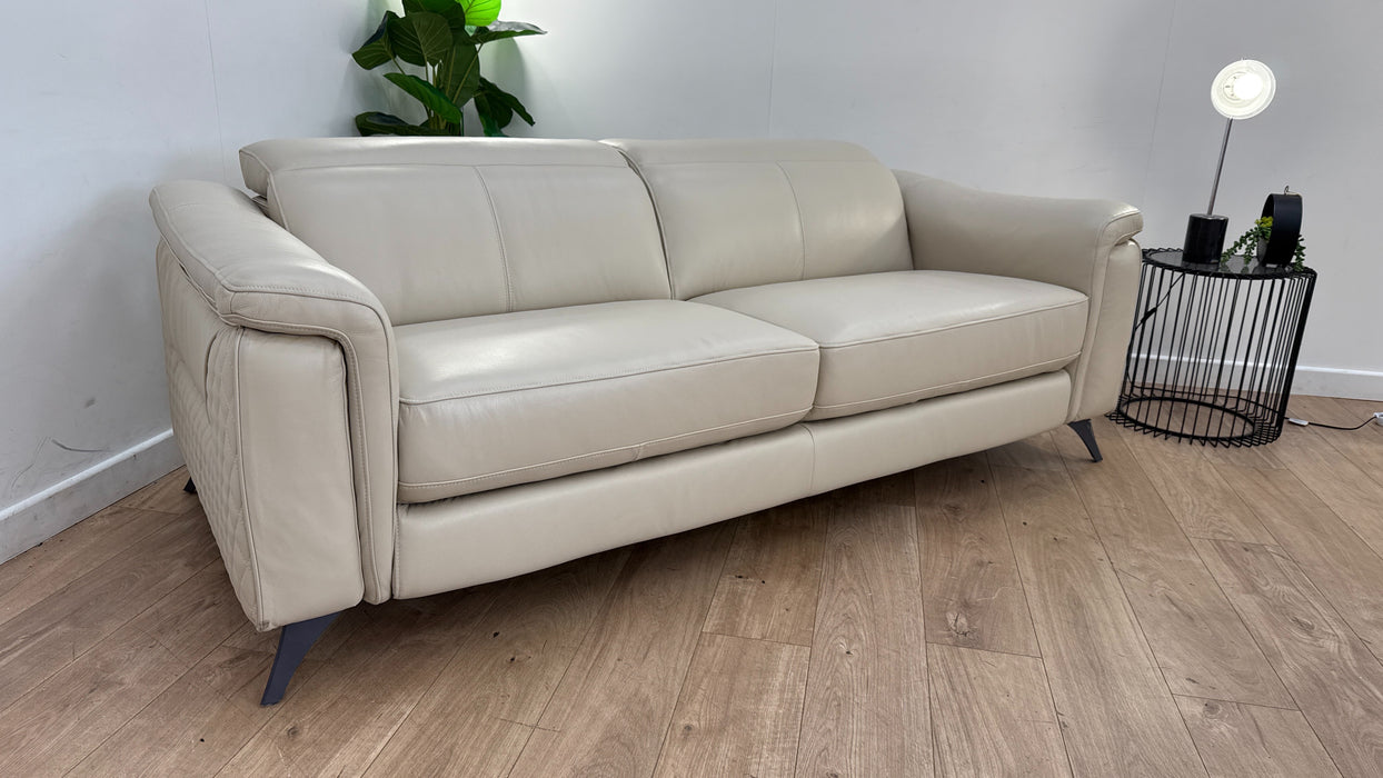 Sofology Ezra Leather 3 Seater in Trusty Sheen Bone China