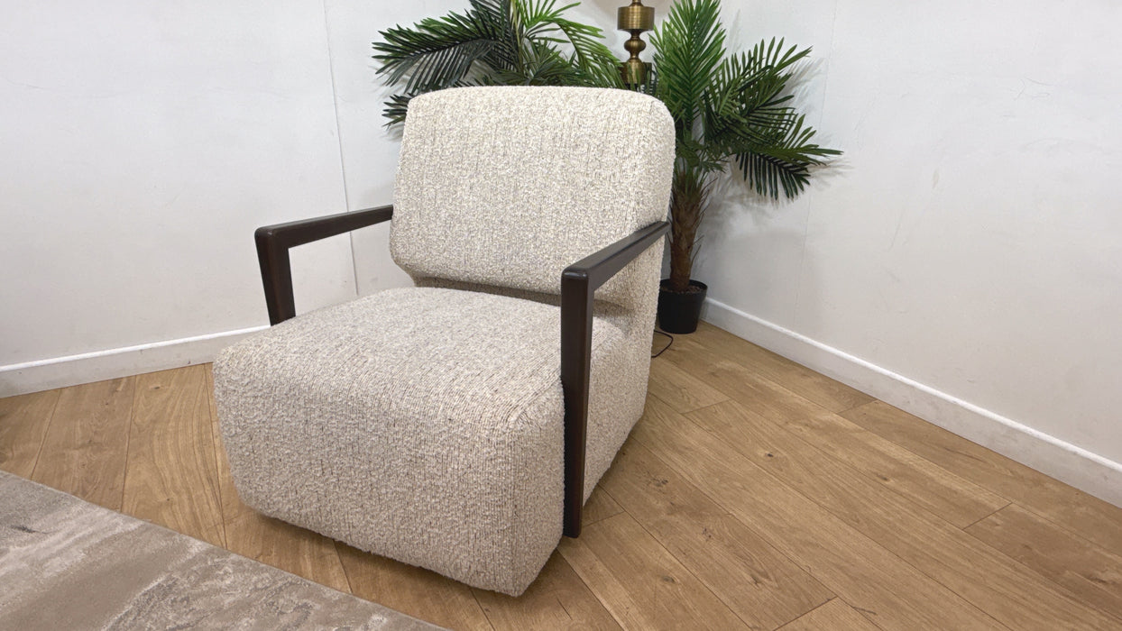 Sofology Wildwood Fabric Accent Swivel Chair in Chunky Flecked Boucle Pastel