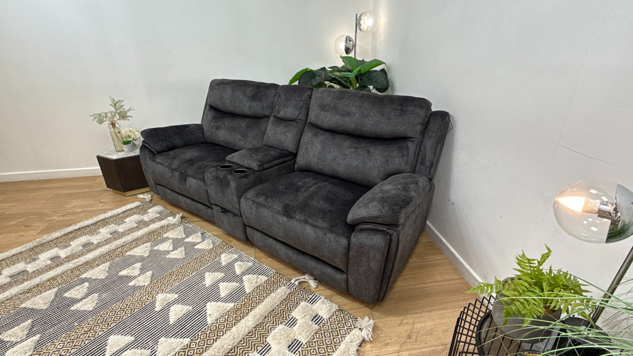 DFS Trek 2 seater Power Recliner with console in Charcoal