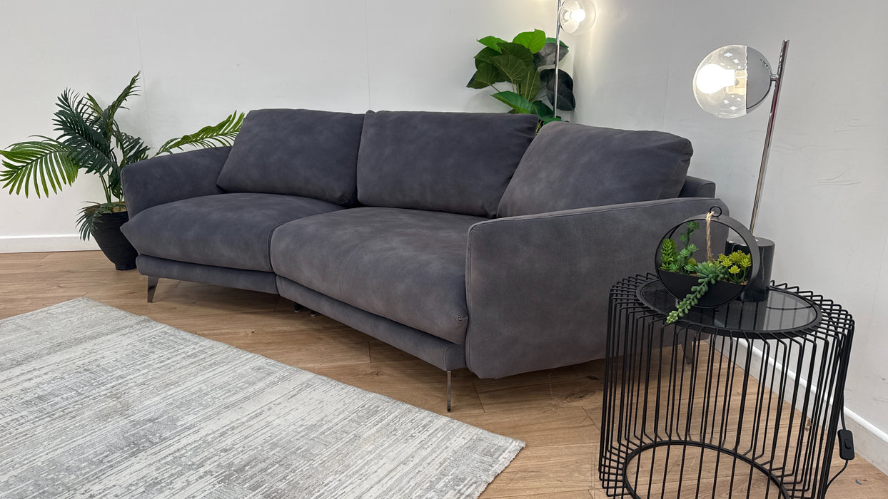 Sofology The Adler 3 Seater Asymmetric Fabric Sofa in Lifestyle Mottled Charcoal
