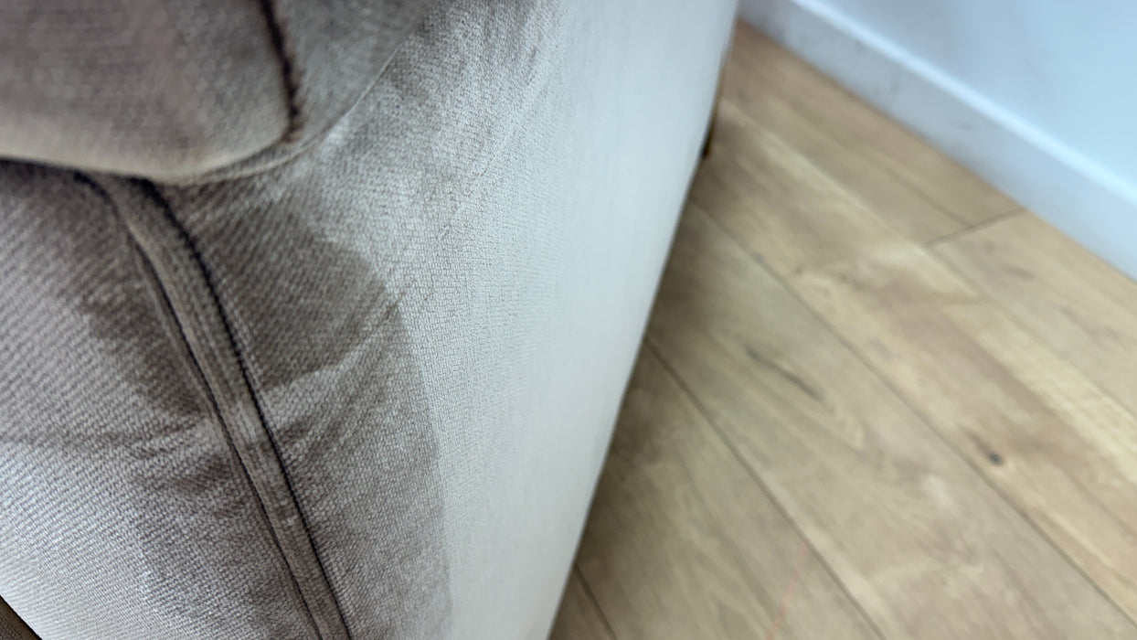 Sofology Oscar Fabric 4 Seater Gold Trim in Fine Textured Chenille Stone Mix