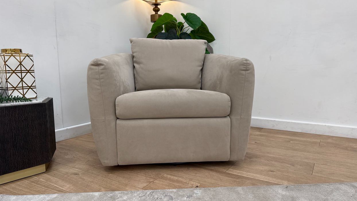 Sofology Marvella Fabric Swivel Chair in Lifestyle Nubuck Feel Stone