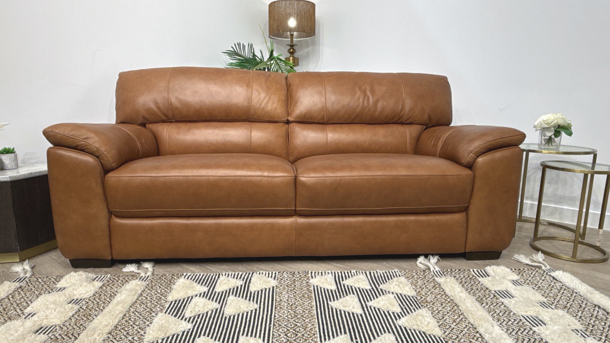 Sofology Santina Leather 3 Seater in Relaxed Soft Tan