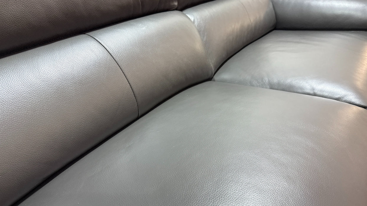 Sofology Hugo Leather 2.5 Seater Power Recliner/Headrest in Trusty Embossed Charcoal