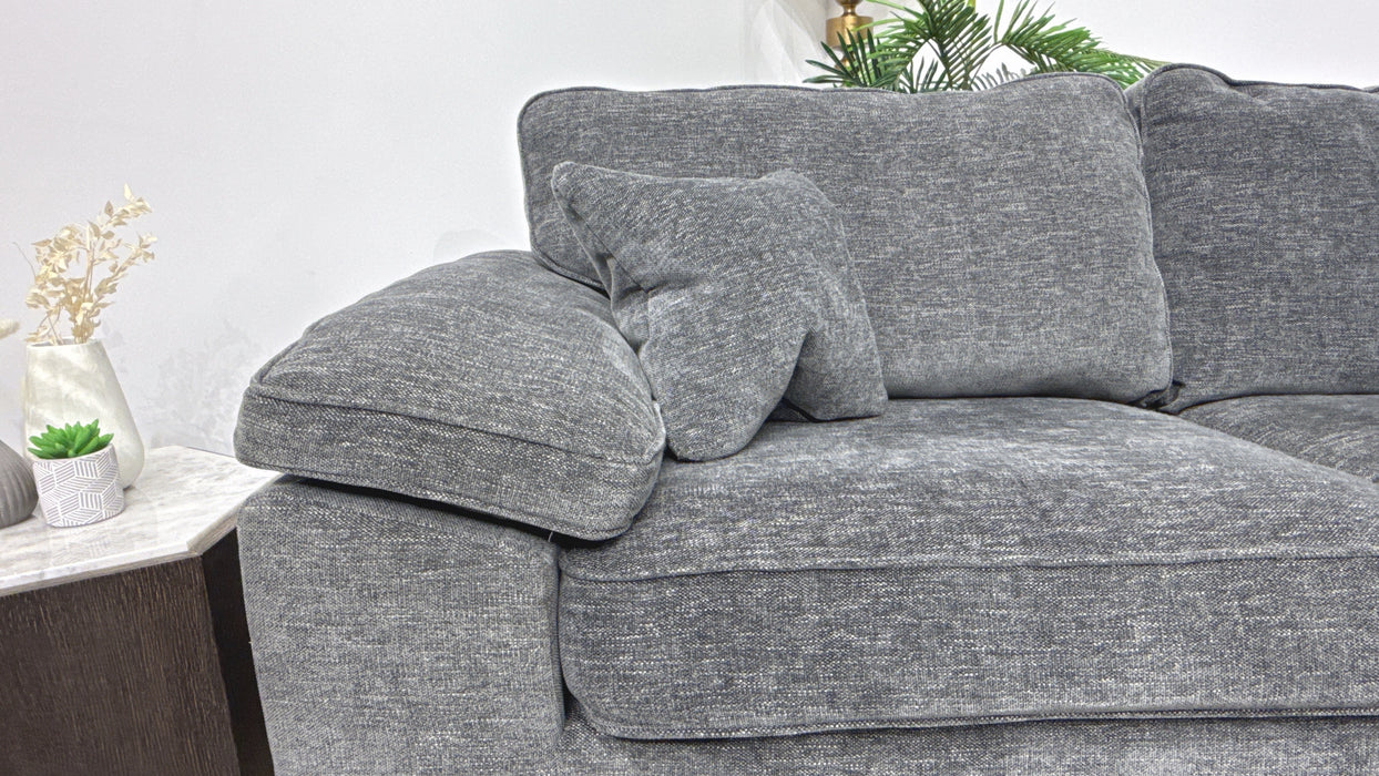 Sofology Brixton Fabric 3 Seater in Linen Look Chenille Charcoal