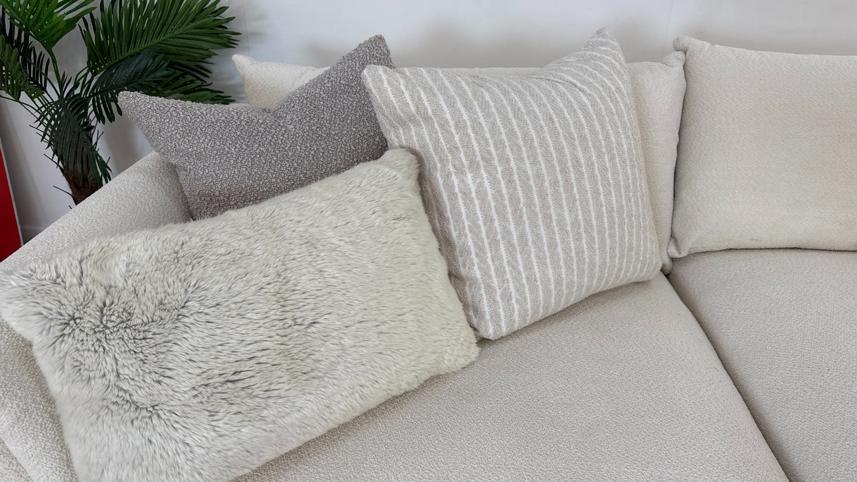 Sofology Marble Arch Fabric 3 Corner 3 in Camden Wood Trim Ecru Mix