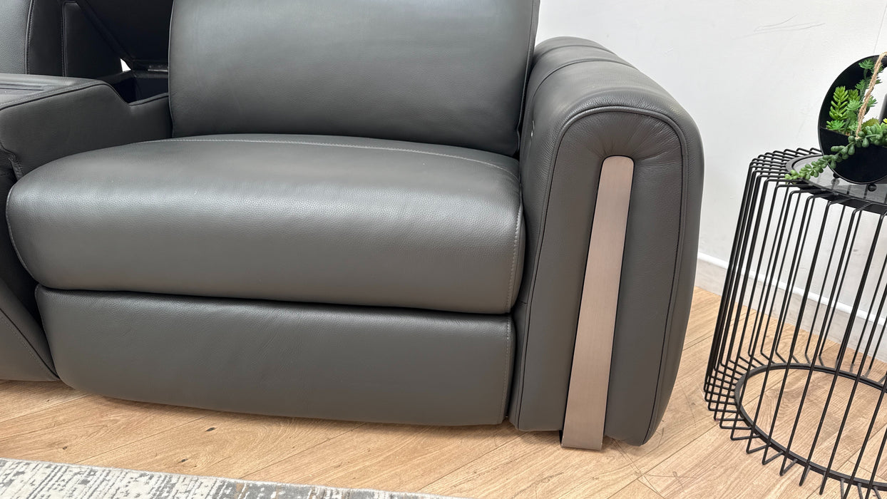 Sofology The Kingsbridge 2.5 Seater Leather Recliner Sofa in Trusty Embossed Charcoal