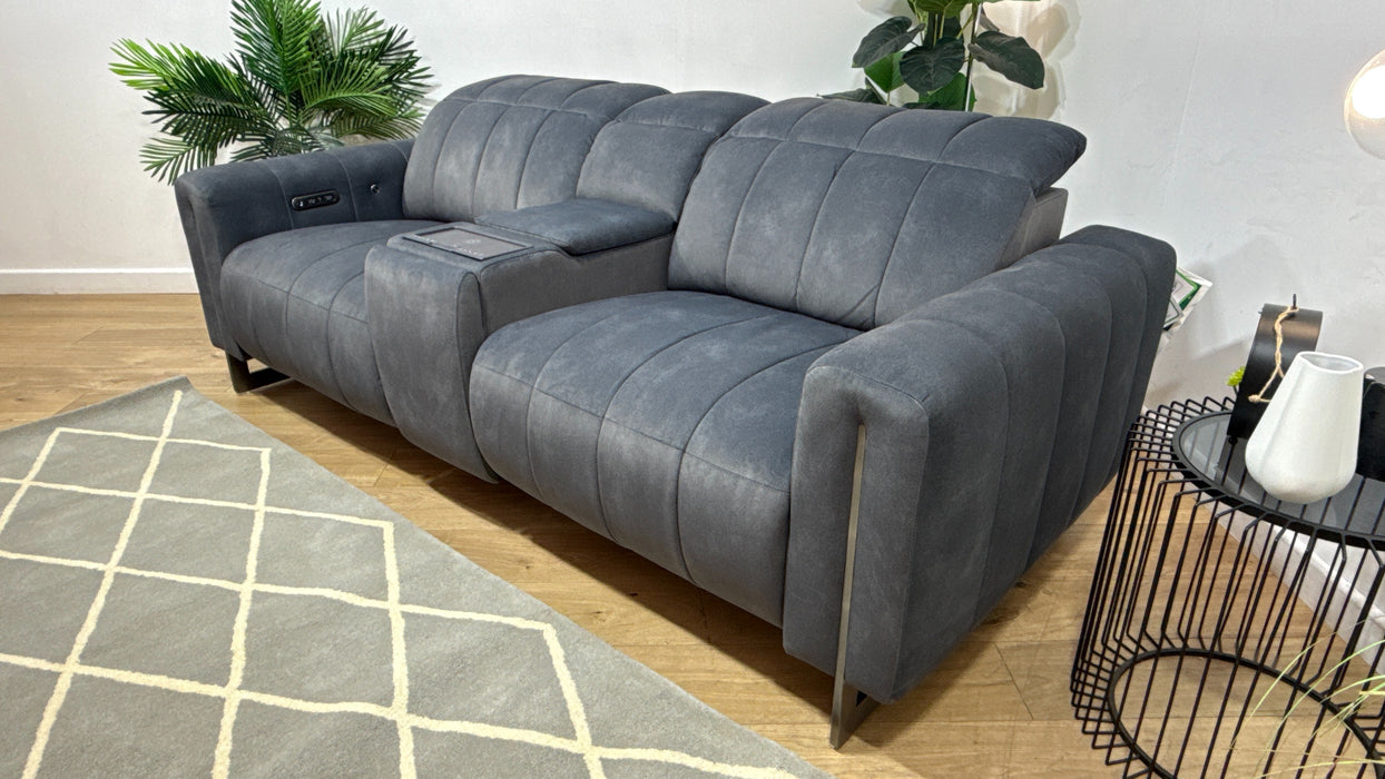 Sofology Paramount Fabric 2.5 Seater Console Power Recliner/Headrest Heated Seats Speakers in Lifestyle Flecked Charcoal