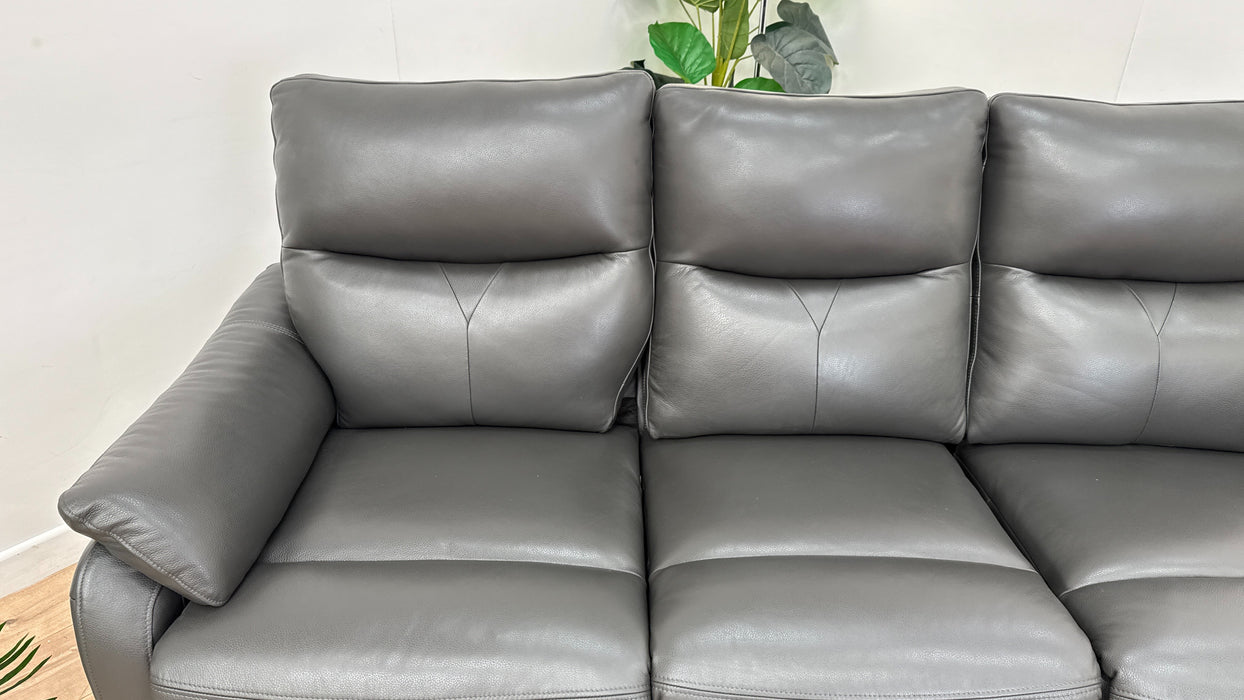 Sofology Albion Leather 3 Seater Manual Recliner in Trusty Sheen Charcoal