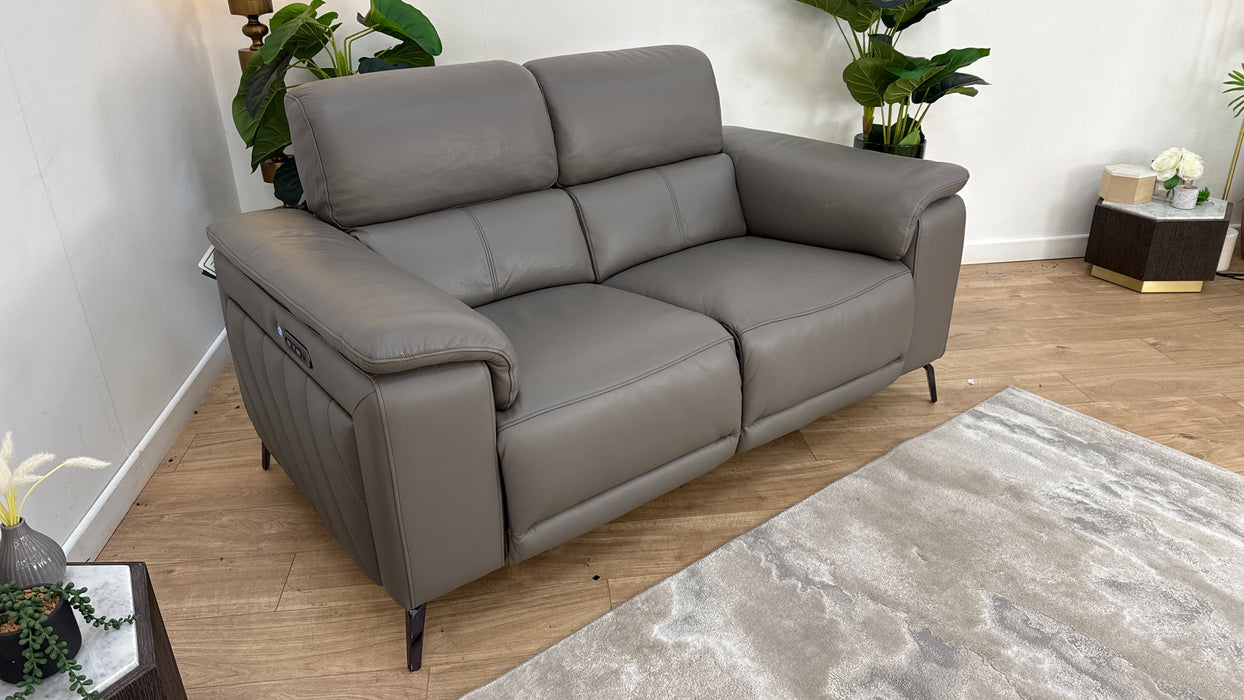 Sofology The Fratelli Leather 2 Seater Power Recliner/Headrest in Trusty Embossed Elephant
