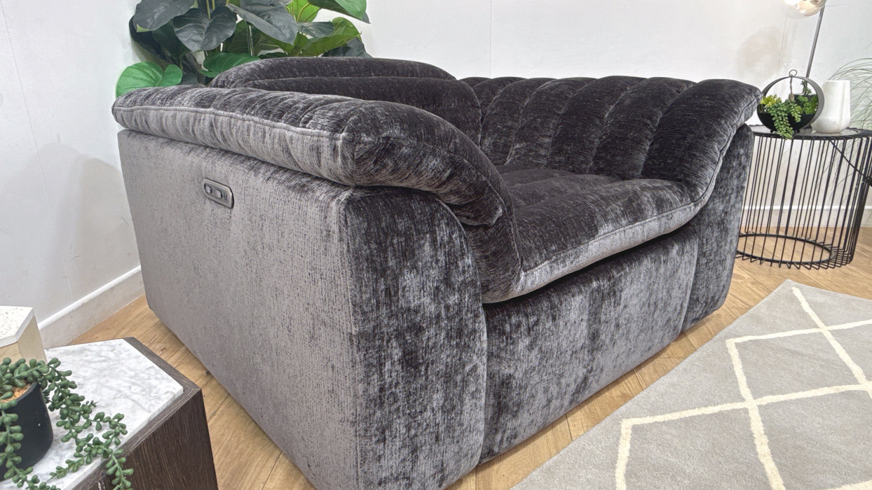 Sofology Olson Fabric Chair Power Recliner in Luxury Textured Chenille Anthracite