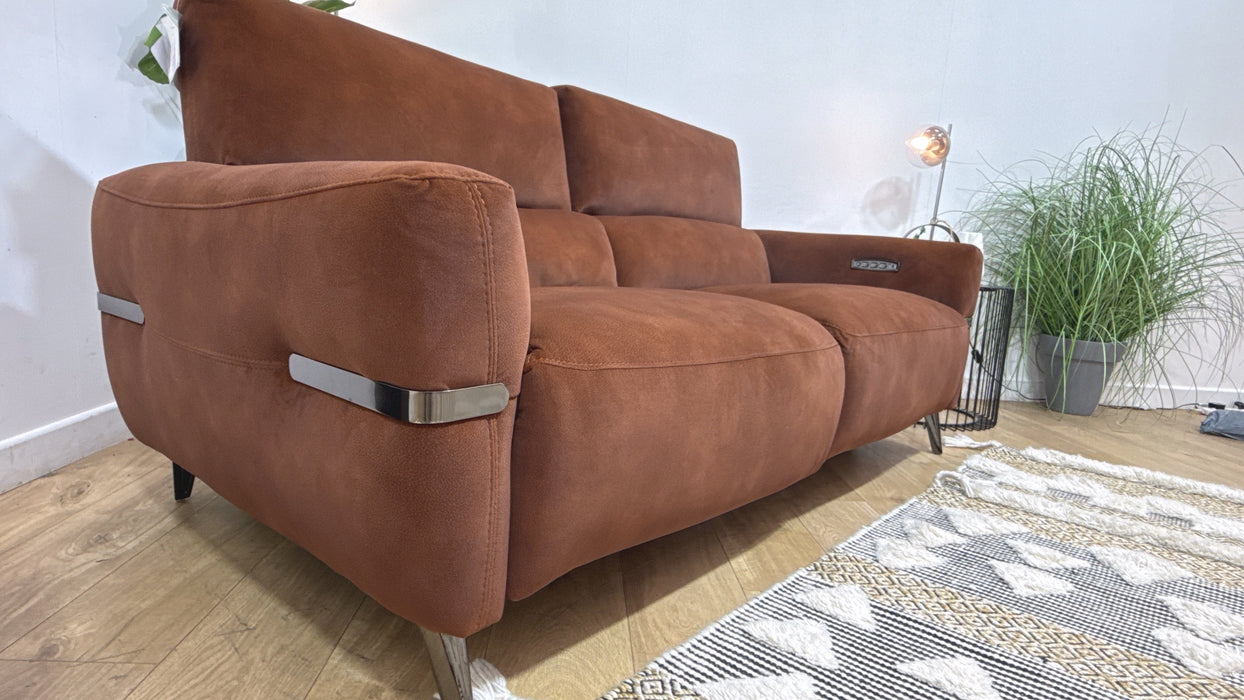 Sofology Arlington Fabric 3 Seater Power Recliner/Headrest Lumbar Support in Lifestyle Mottled Rust
