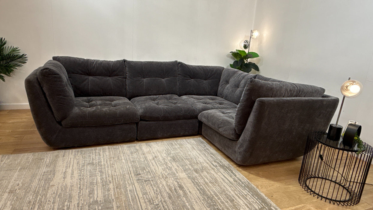 Sofology Cocoon Fabric 3 Corner 1 in Textured Chenille Charcoal