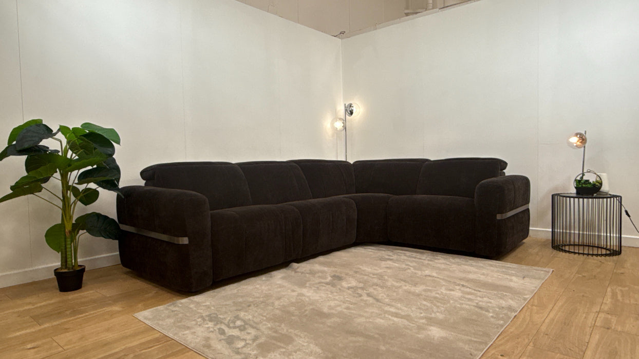 Sofology Lumiere Fabric 3 Corner 1.5 Power Recliner/Headrest Heated Seats in Relaxed Chenille Raisin