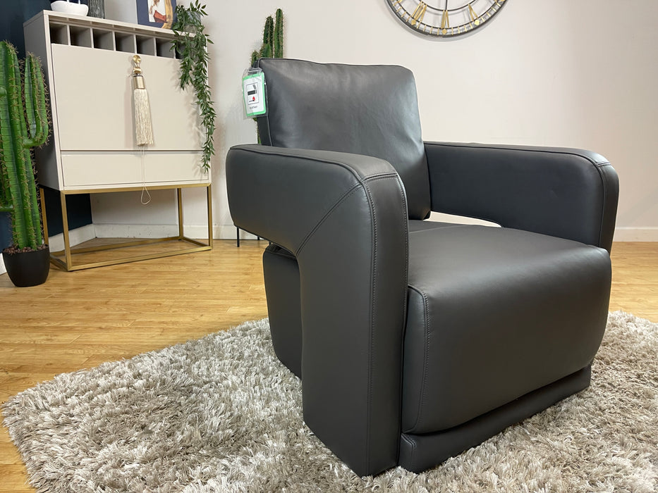 Flex Accent Chair Matt Leather Charcoal (WA2)