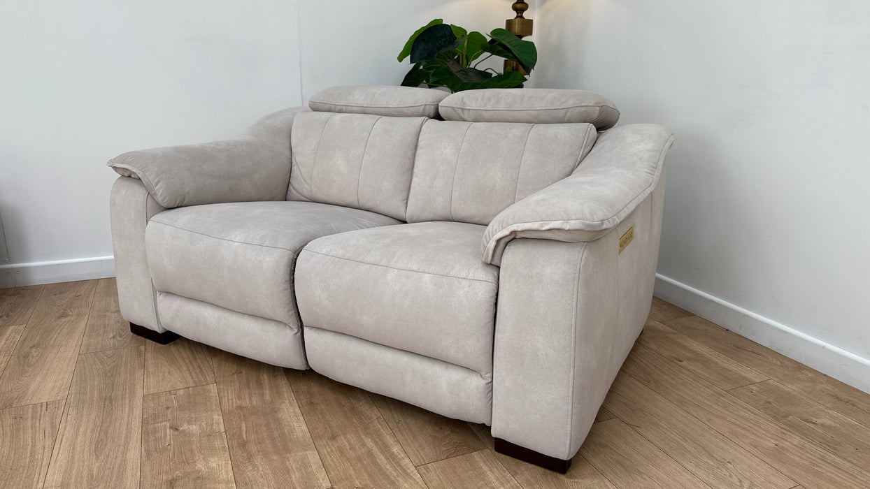 Sofology Carrera Fabric 2 Seater Power Recliner/Headrest in Lifestyle Flecked Ivory