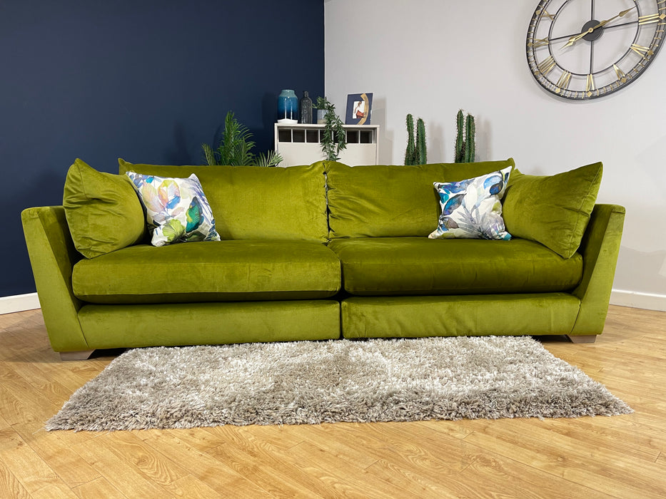 Tallulah 4 Seater Split Fabric Sofa Velvet Mix Green (WA2) — The