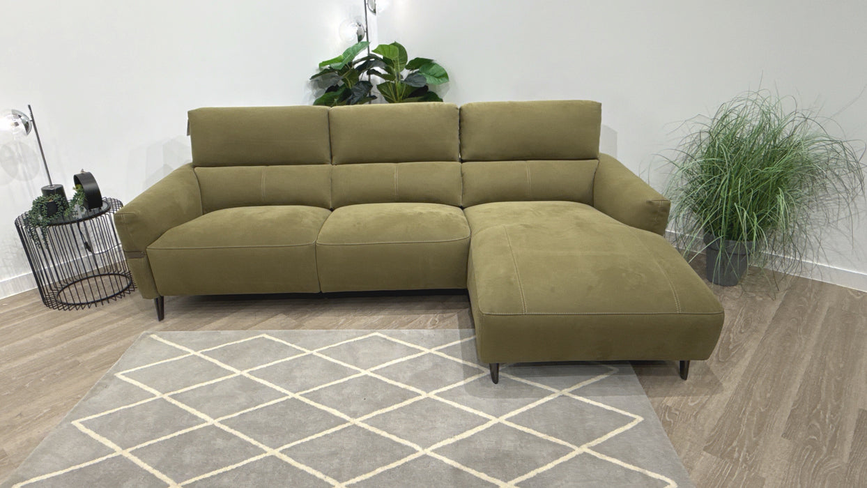 Sofology Arlington Fabric 3 Seater Chaise in Lifestyle Nubuck Feel Olive