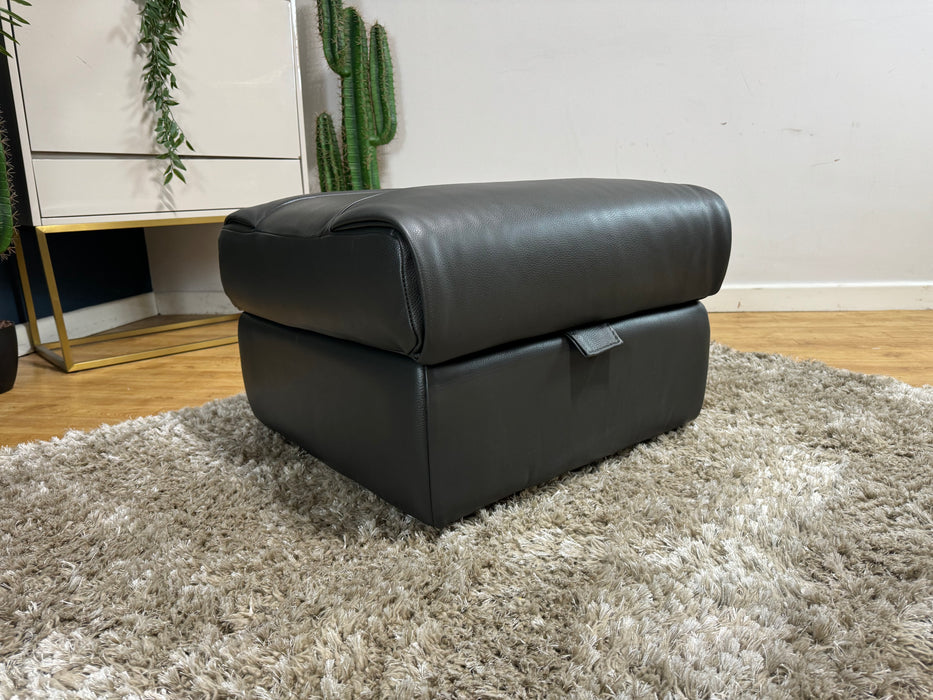 Ezra Leather Storage Footstool - Charcoal - (WA2)