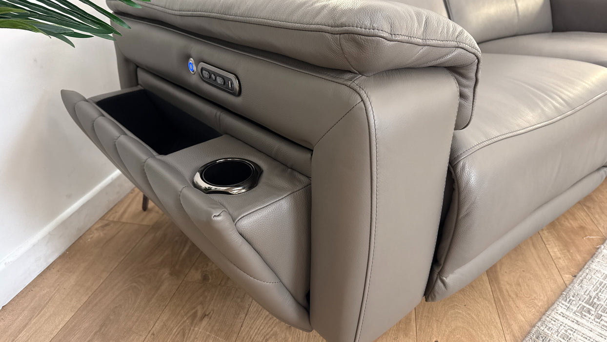 Sofology The Fratelli Leather 2.5 Seater Power Recliner/Headrest in Trusty Embossed Elephant