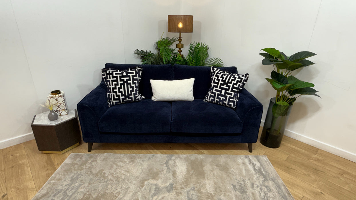 Sofology Mayfair Fabric 3 Seater Foam Seats in Soft Chenille Navy/Navy Mix