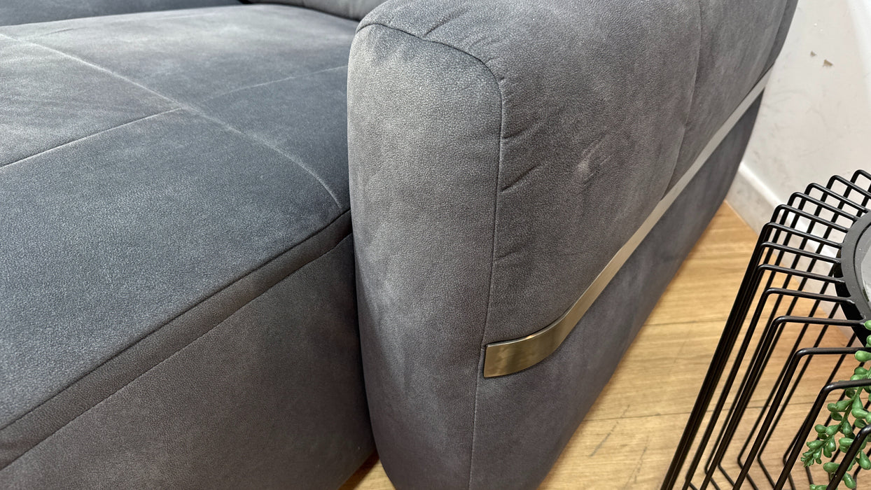 Sofology Lumiere Fabric 4 Seater Chaise Power Recliner/Headrest in Lifestyle Flecked Charcoal