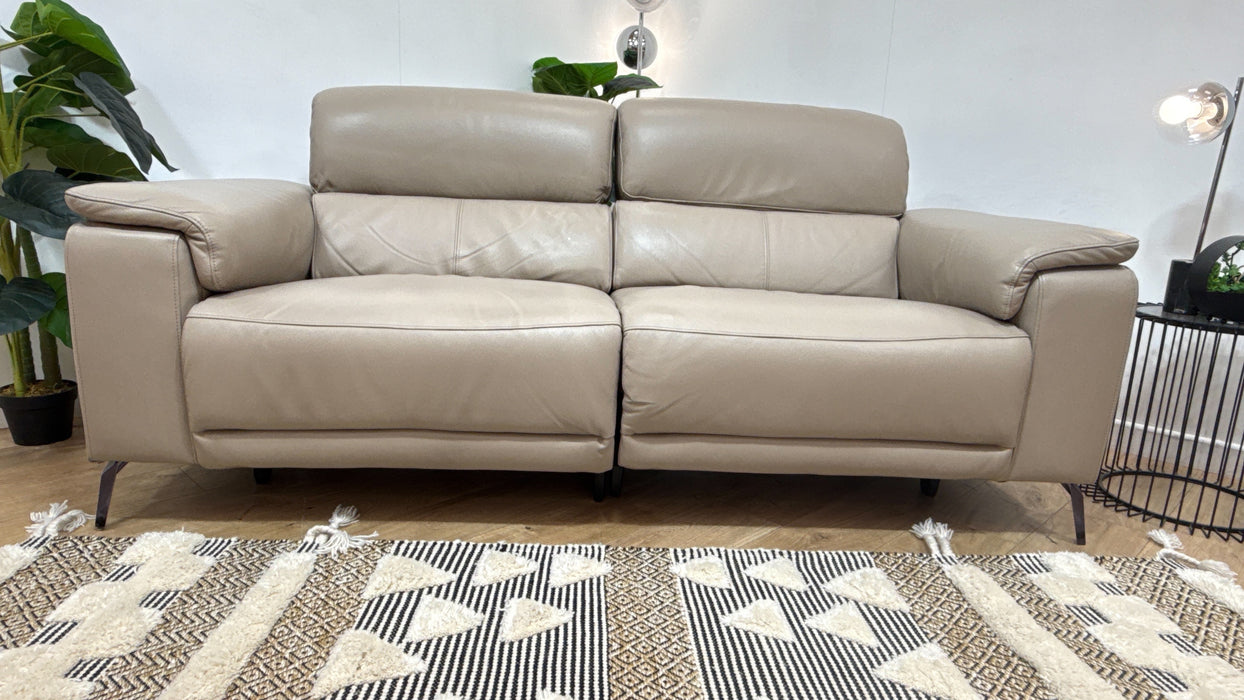 Sofology Fratelli Leather 2.5 Seater Power Recliner/Headrest in Trusty Embossed Stone