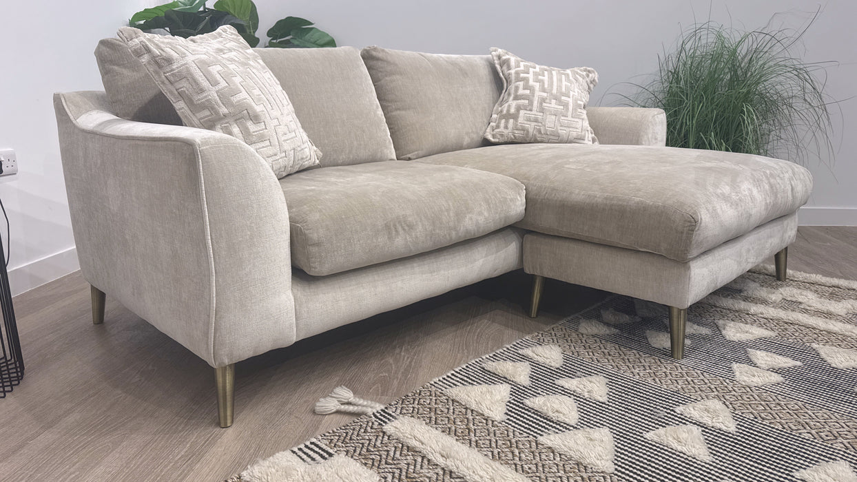 Sofology Mayfair 3 Seater Chaise Foam Seats In Luxury Chenille Mist