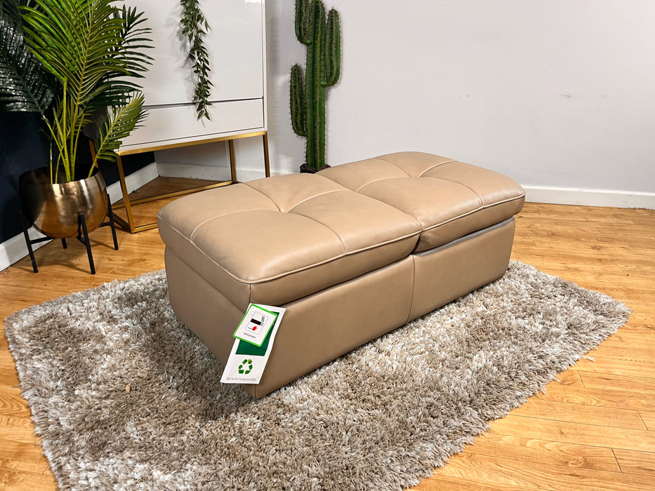 Gracy  Dual Footstool  - Leather Taupe