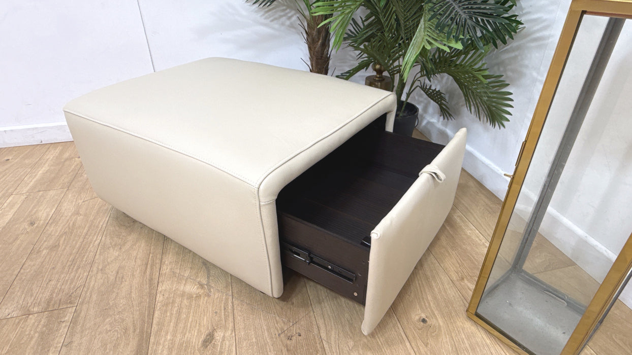Sofology Premiere Leather Designer Storage Footstool in Trusty Embossed Bone China