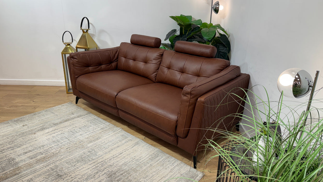 Sofology Muse Leather 2.5 Seater Supportive Headrests in Relaxed Matt Espresso