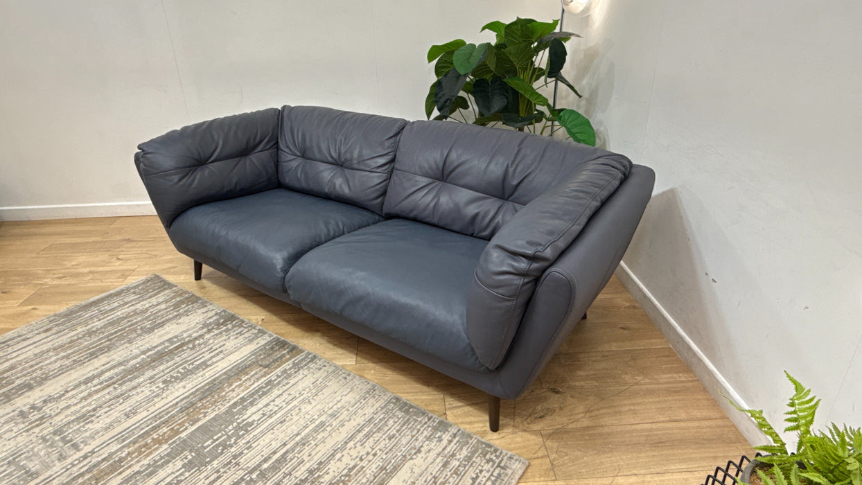Sofology Hygge Leather 4 Seater Split in Trusty Matt Steel Blue