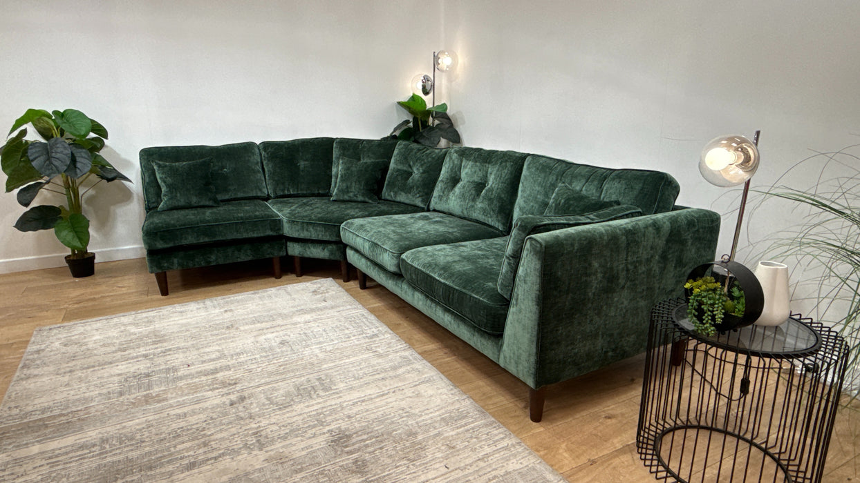 Sofology Cricket Fabric Open End 1 Corner 2 Sofa in Chenille Forest Green