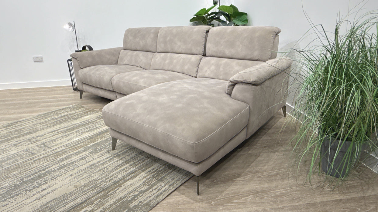Sofology Illinois Fabric 3 Seater Chaise Power Recliner/Headrest Heated Seats in Lifestyle Mottled Marble