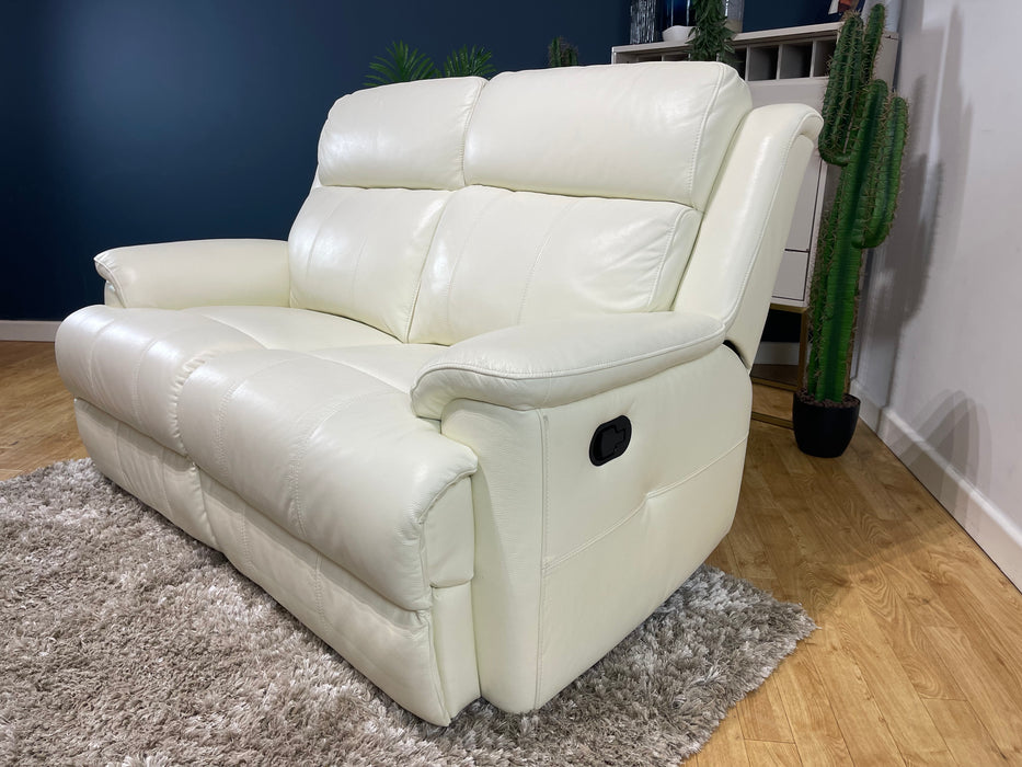 Gracy 2 Seater White Leather Manual Recliner (WA2)