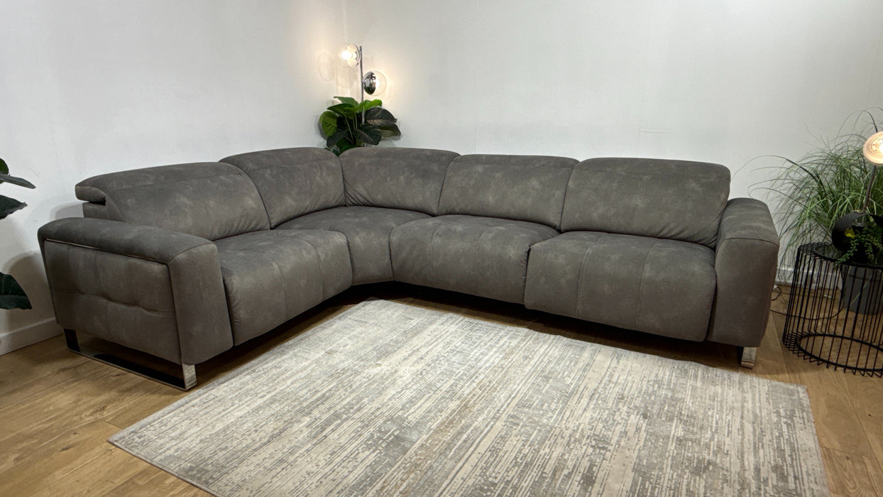 Sofology Marvella Fabric 1.5 Corner 3 Power Recliner/Headrest in Lifestyle Flecked Mocha