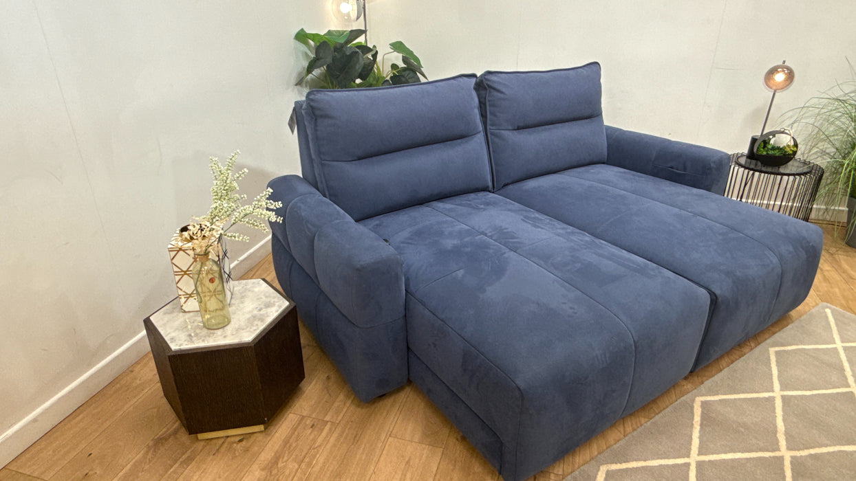 Sofology Sanctuary Fabric 3 Seater Double Power Chaise Power Motion Back in Lifestyle Nubuck Feel Navy