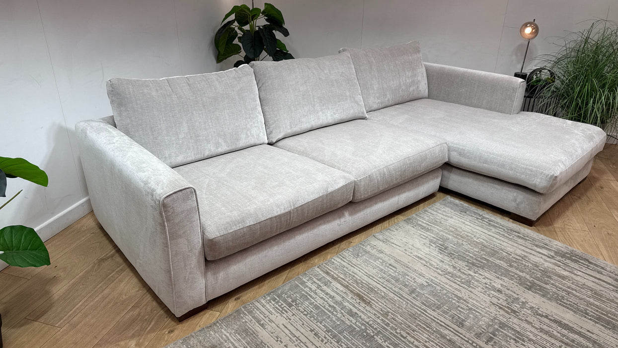Sofology Majestica Fabric 3 Seater Chaise in Luxe Chenille Oyster Mix