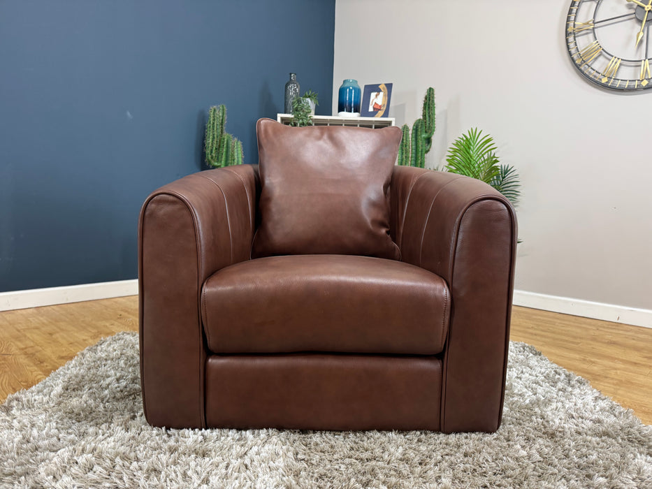 Kingsbridge Leather Swivel Chair - Trusty Embossed Chestnut (WA2)