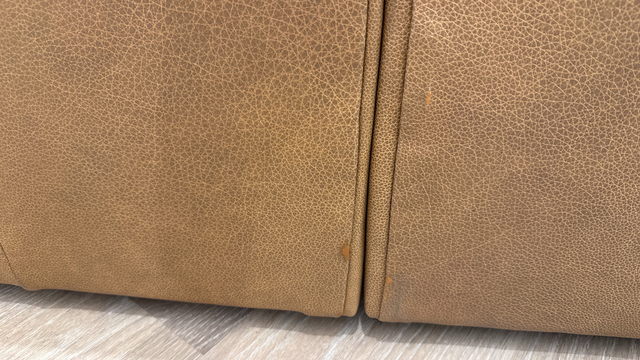 Sofology Artisan Leather 4 Seater Split in Relaxed Natural Grain Leather Tan/Natural Mix