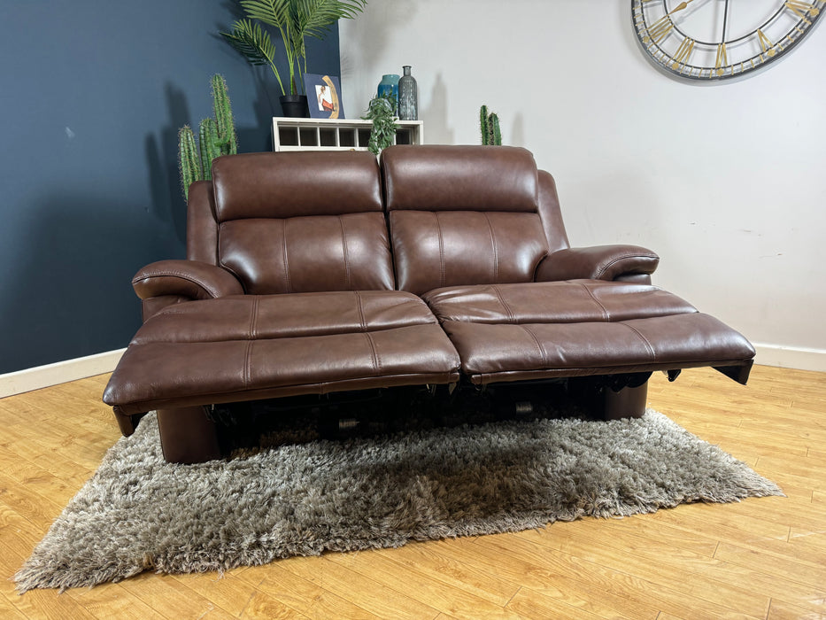 Gracy 2 Seater Leather Chocolate Power Headrest & Power Recliner