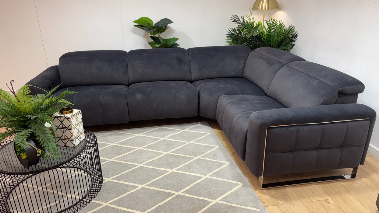 Sofology Marvella Fabric 3 Corner 1.5 Power Recliner/Headrest in Lifestyle Flecked Anthracite