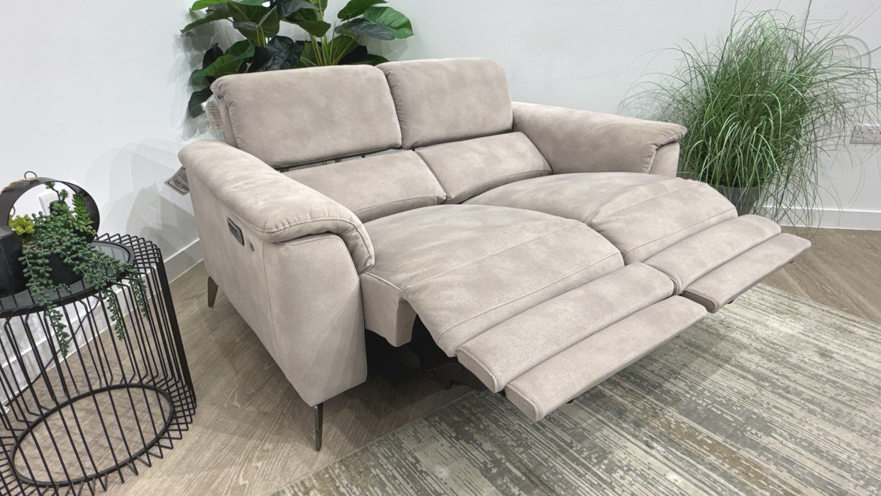 Sofology Illinois Fabric 2 Seater Power Recliner/Headrest Heated Seats in Lifestyle Mottled Marble
