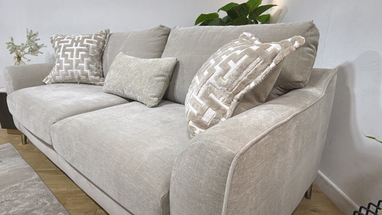Sofology Mayfair Fabric 3 Seater Foam Seats in Soft Chenille Linen/Pearl Mix